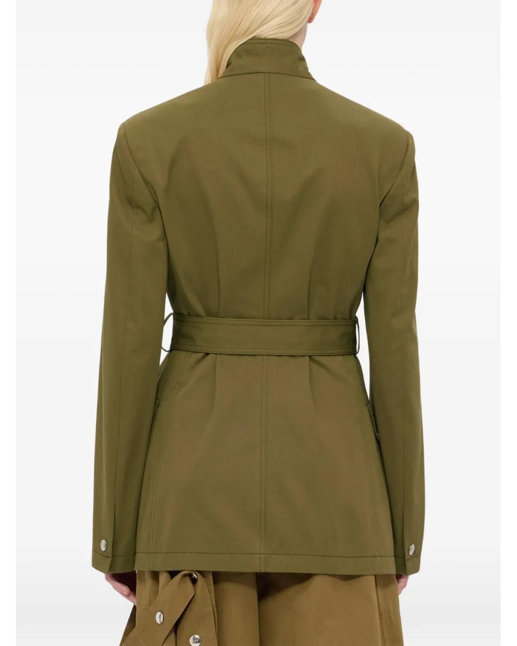 MSGM Green Veste Boutonnée À Taille Ceinturée