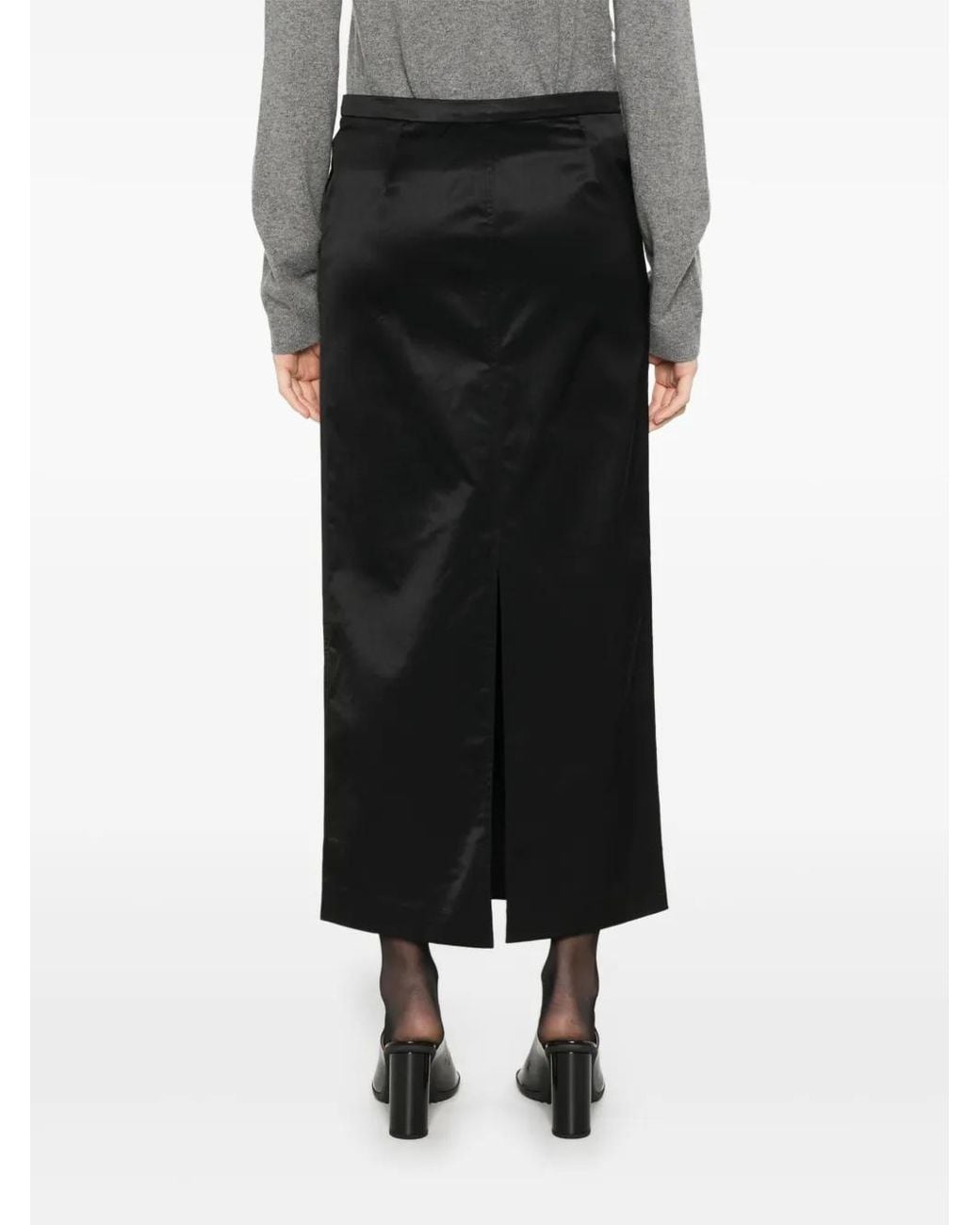 Totême Black Straight Midi Skirt