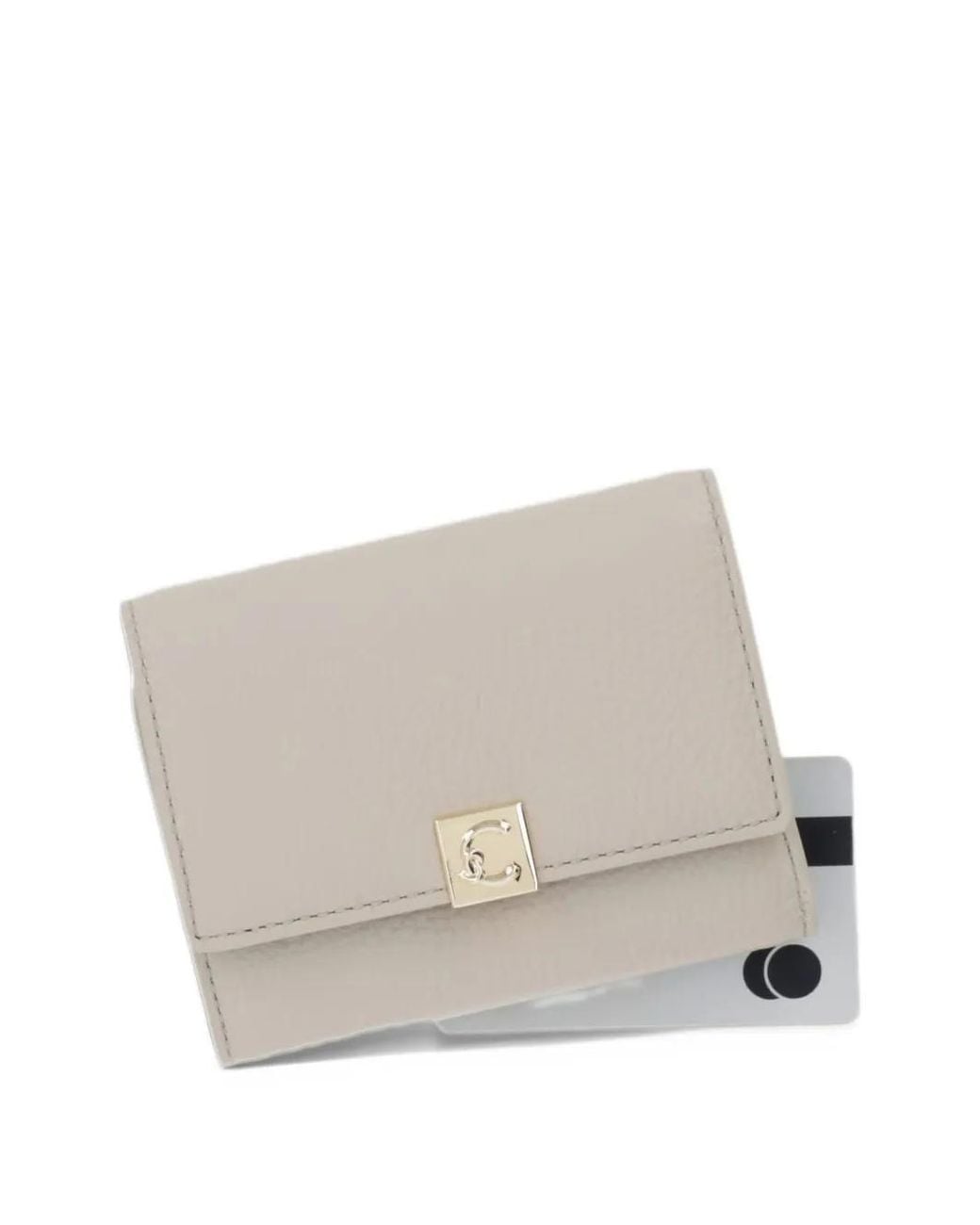 Coccinelle Natural Pansy Logo-Plaque Pebbled-Leather Wallet