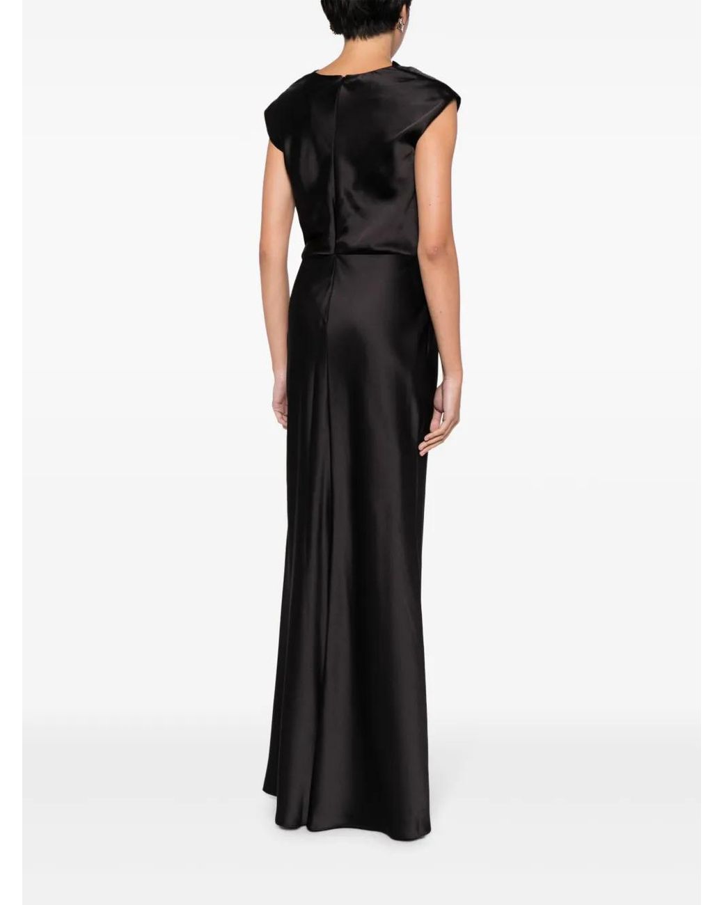 Amsale Black Cowl-Neck Sleeveless Maxi Dress