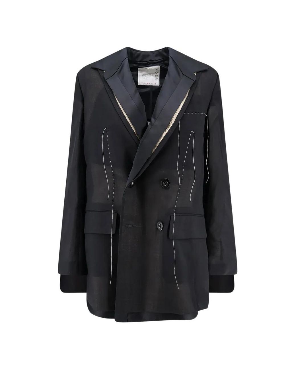 Sacai Black Blazer À Design Plissé