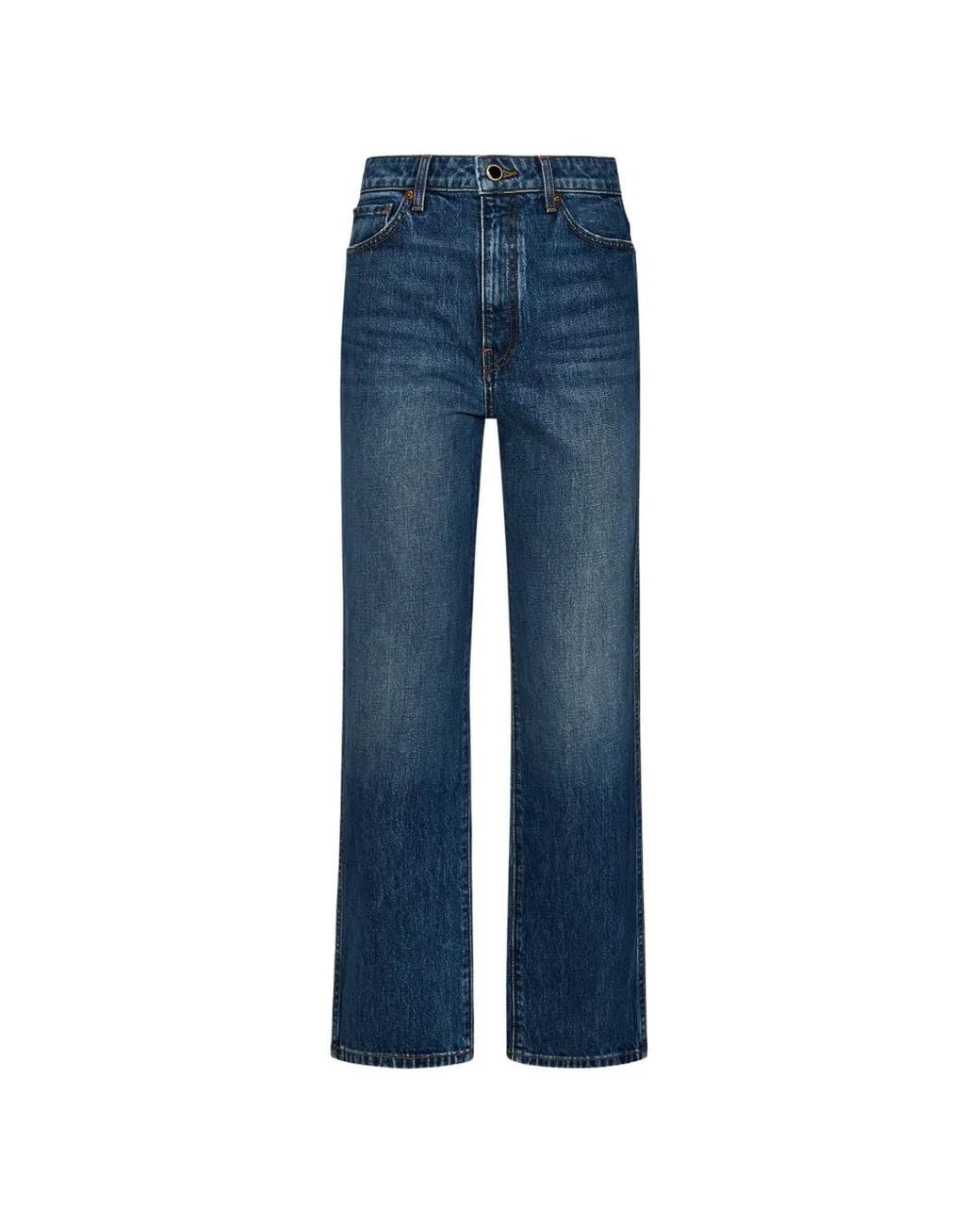 Khaite Blue Faded Straight-Leg Jeans