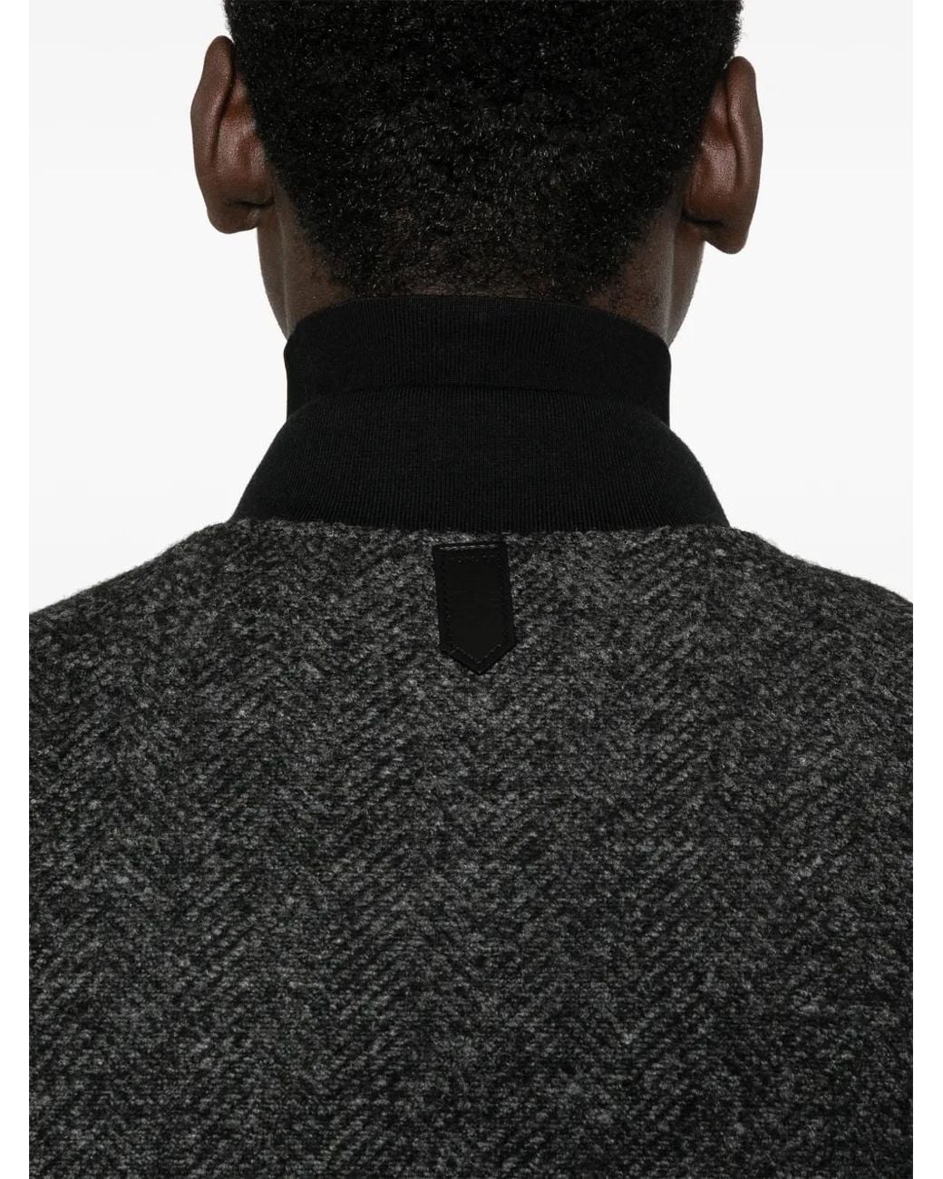 Canali Black Herringbone-Pattern Pocket Jacket for men
