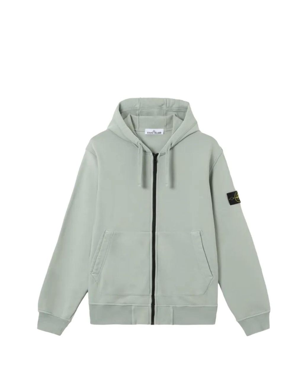 Stone Island Gray Logo-Patch Zip-Up Hoodie for men