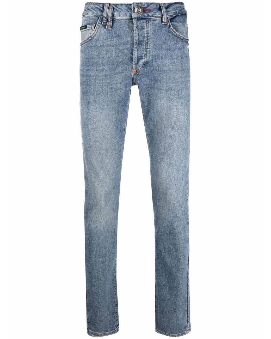 Philipp Plein Blue Low-Rise Skinny Jeans for men