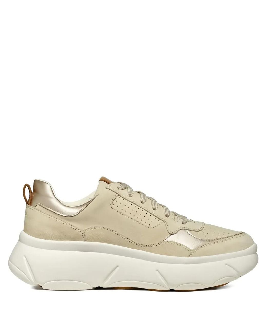 Geox White Perforated Suede Leather Sneakers