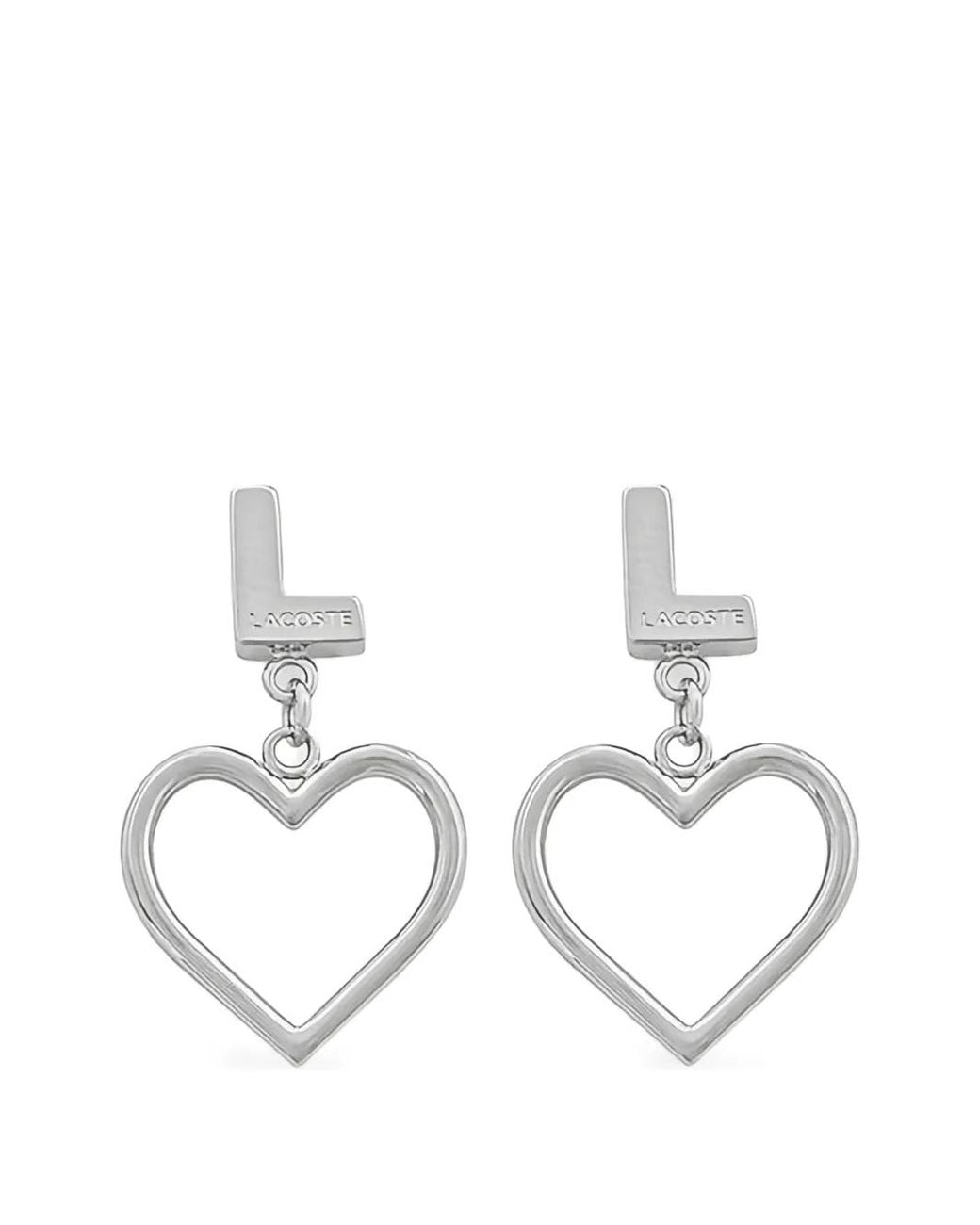 Lacoste White Heart-Logo Earrings