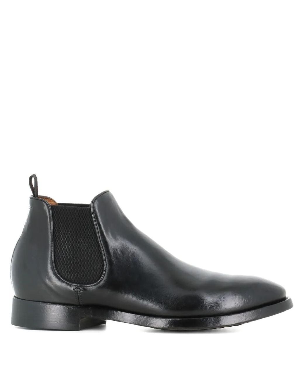 Officine Creative Black Elastic-Panel Leather Boots for men