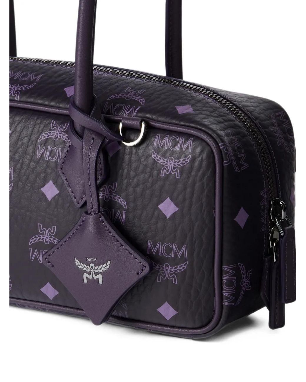 MCM Black Small Aren East West Visetos Shoulder Bag