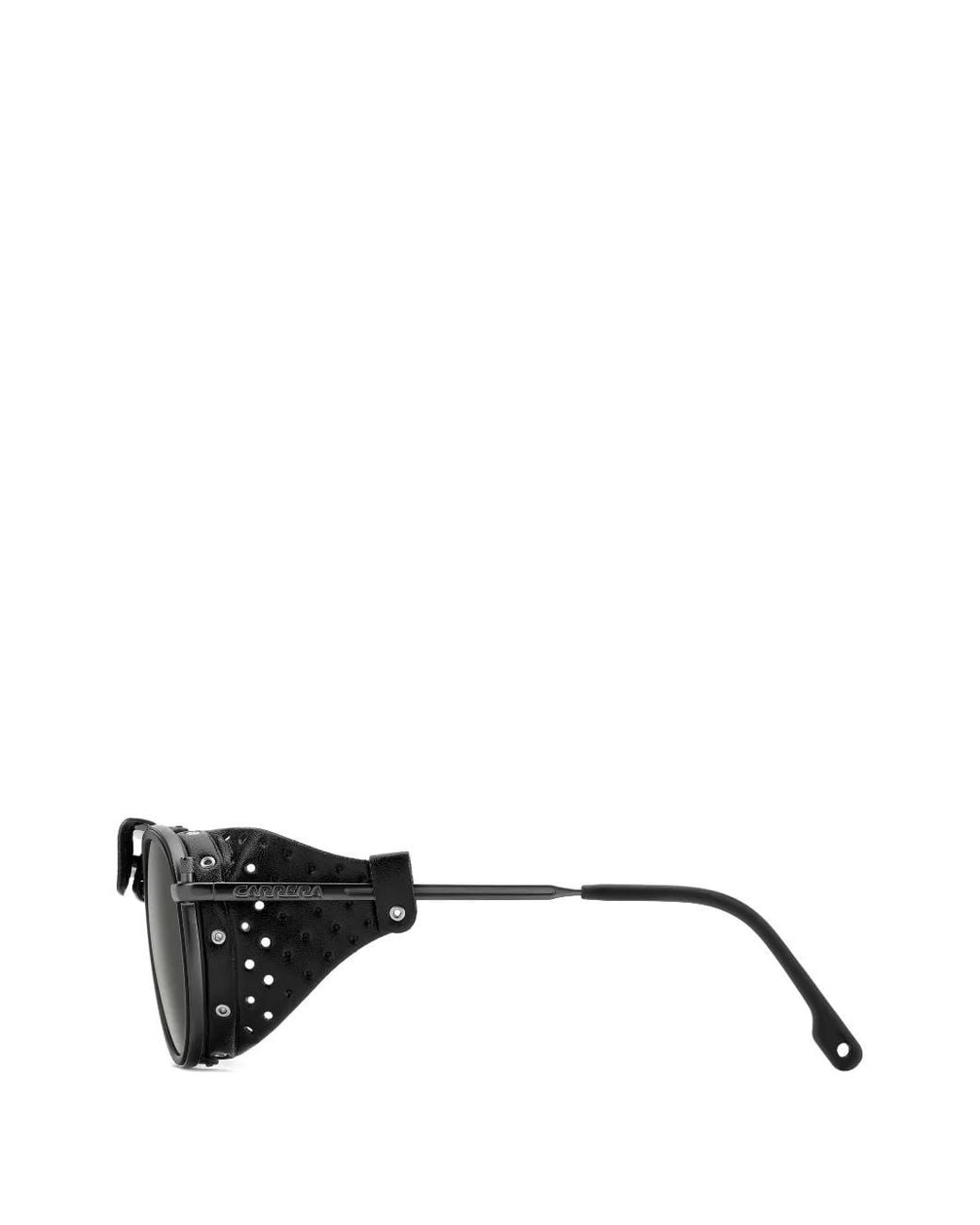 Carrera Black Perforated-Shield Pilot-Frame Sunglasses for men