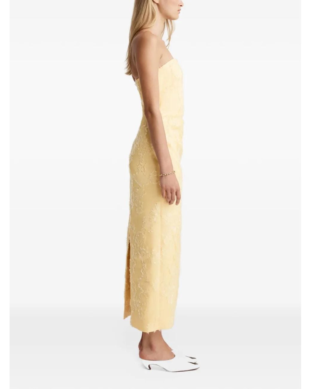 Anna Quan White Johanna Strapless Fringed Midi Dress