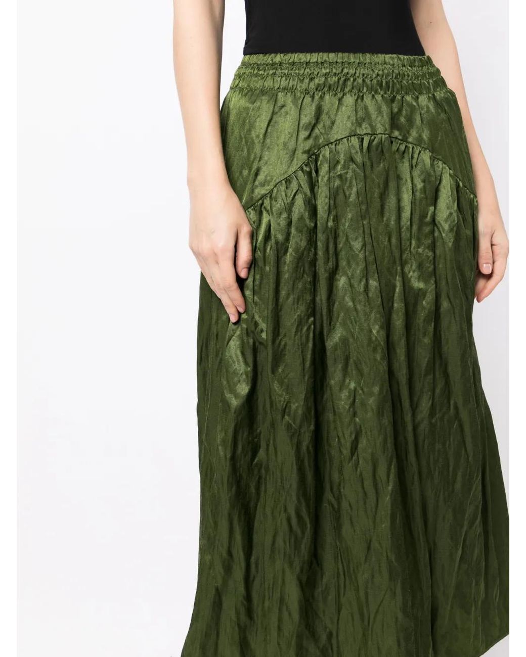 Vince Green Crushed A-Line Skirt