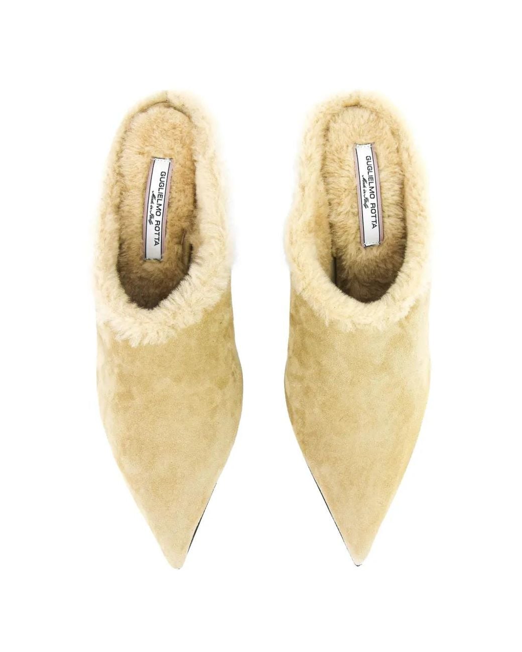 Guglielmo Rotta Natural Shearling-Trim Suede Pumps