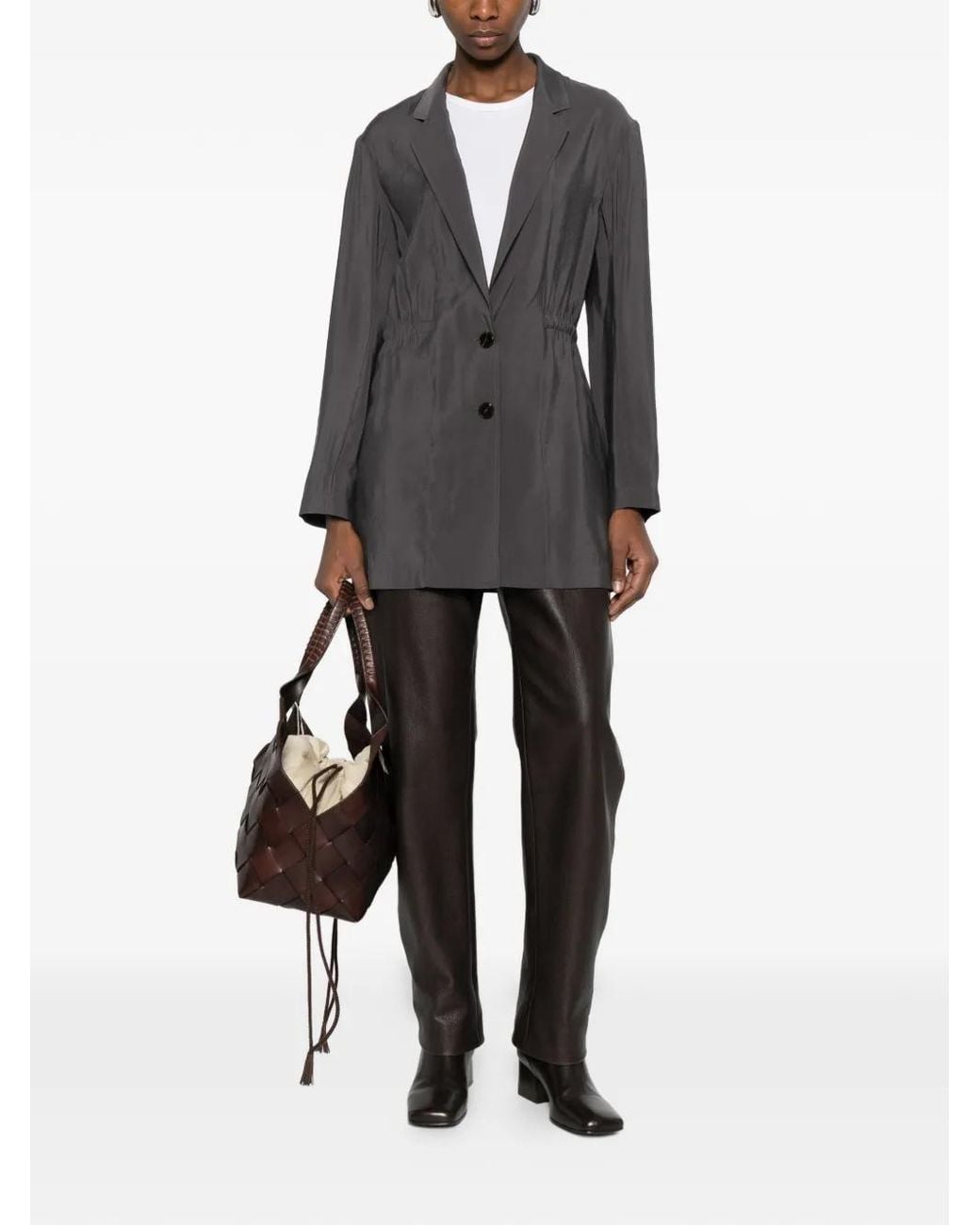 Alysi Gray Drawstring-Detail Blazer