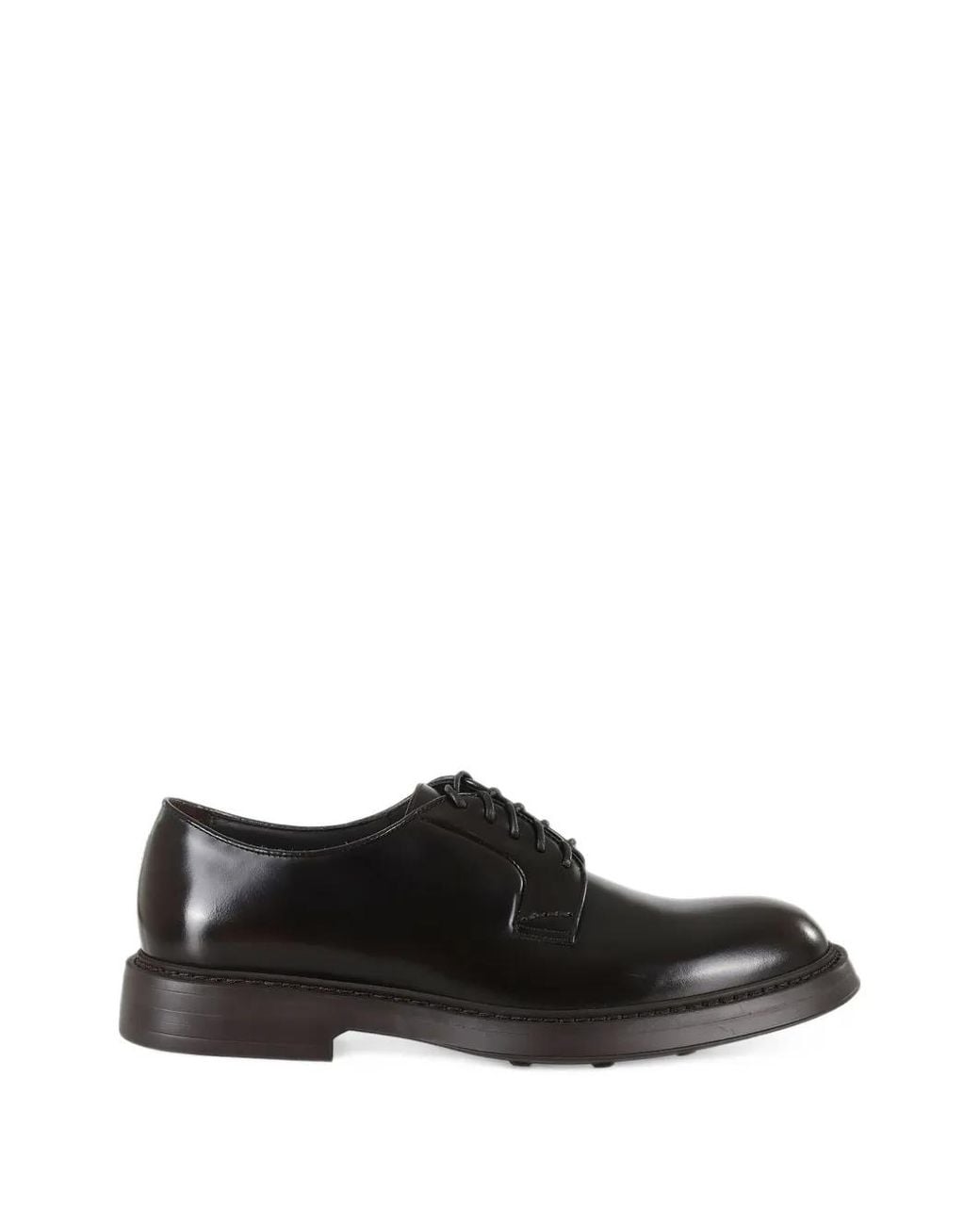 Doucal's Black Brushed-Leather Derby Shoes for men