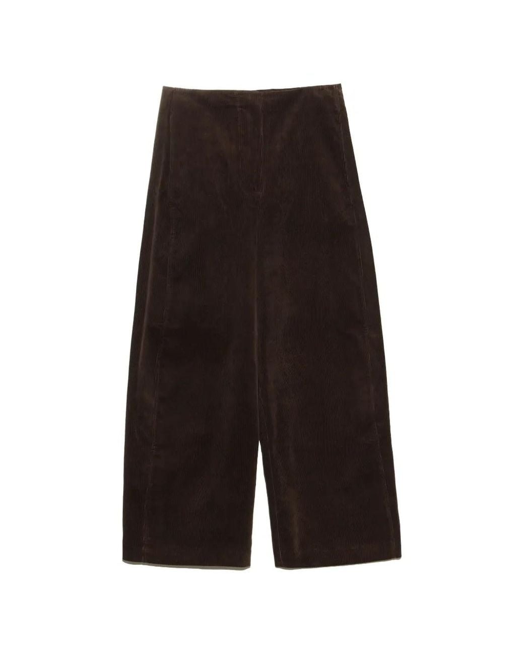Bimba Y Lola Gray Dark-Chocolate Corduroy Barrel-Leg Trousers