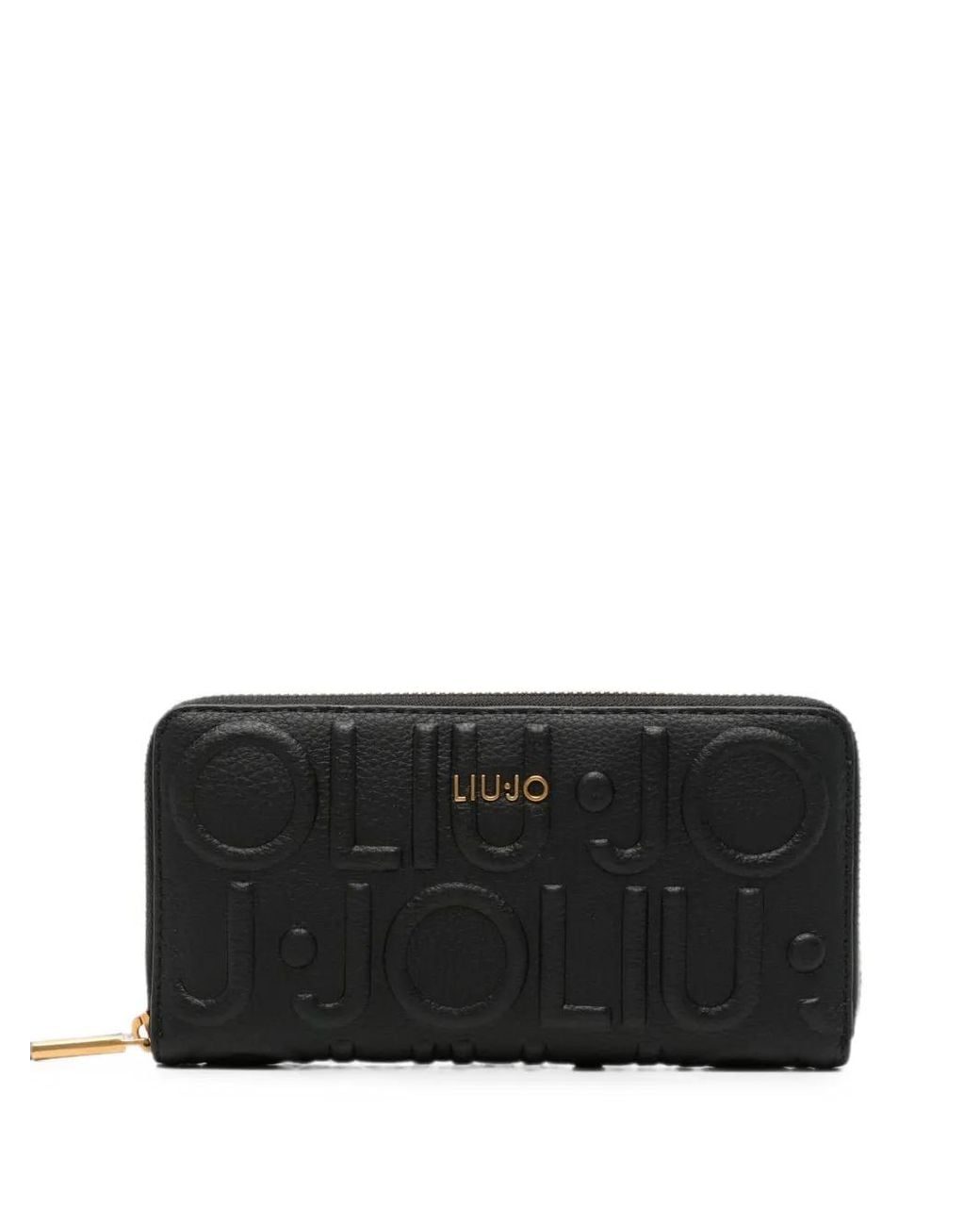 Liu Jo Black Logo-Embossed Zip-Around Wallet