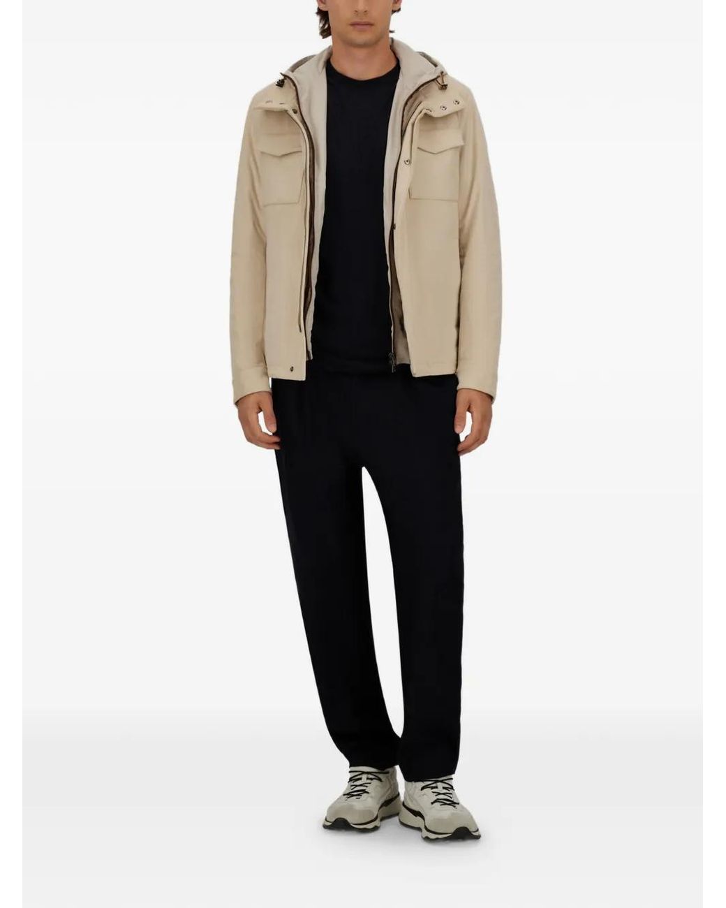 Herno Natural Suede-Effect Hooded Jacket for men