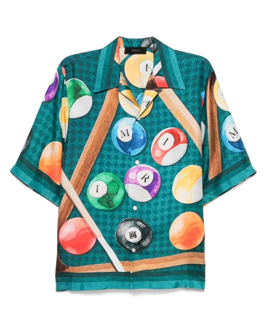 Amiri Blue Billiards Bowling Shirt for men