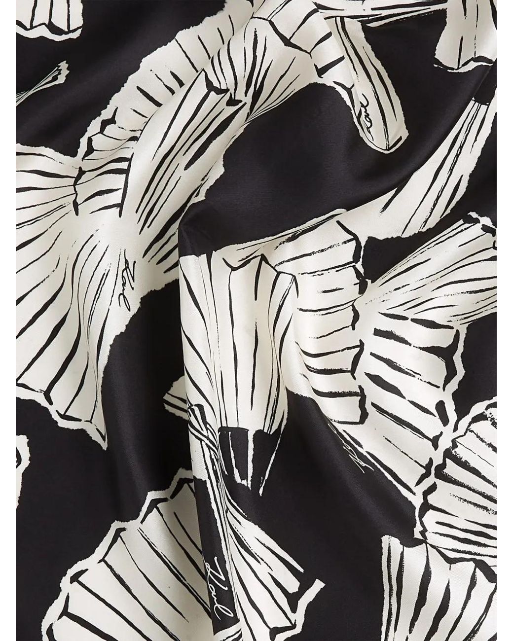 Karl Lagerfeld Black K/Signature Small Fan-Print Scarf