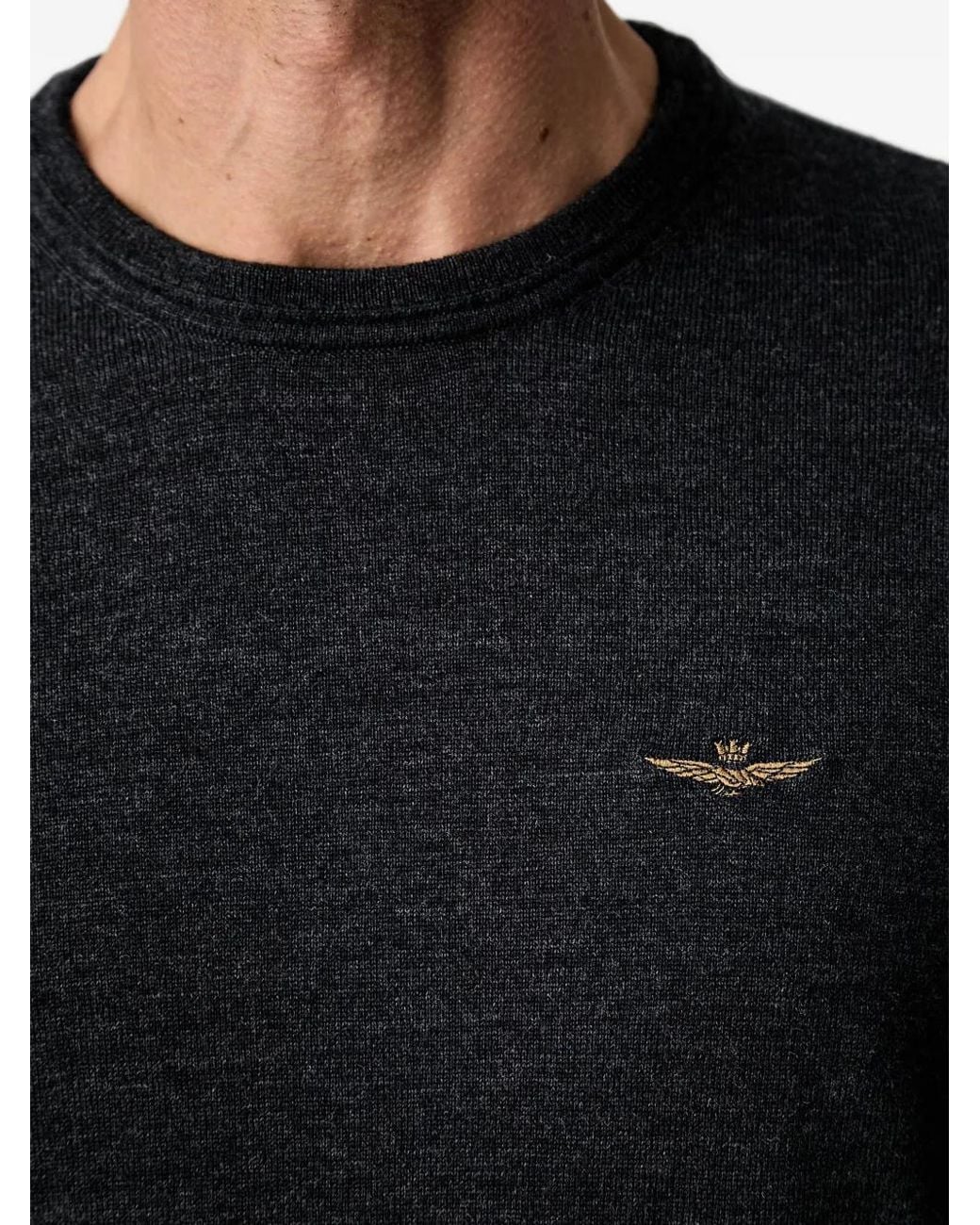 Aeronautica Militare Black Wool Sweater for men