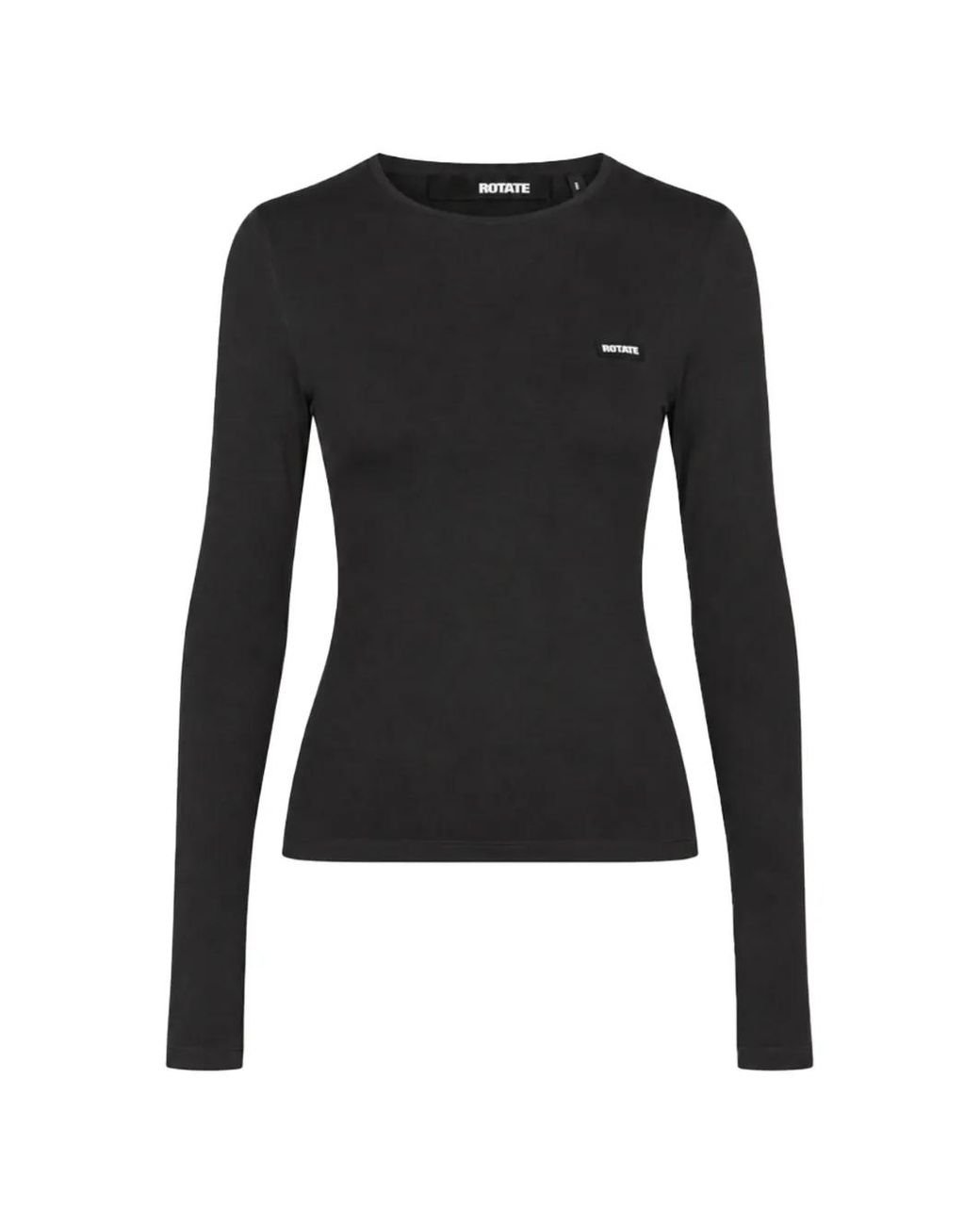 ROTATE BIRGER CHRISTENSEN Black Logo-Patch Long-Sleeve T-Shirt