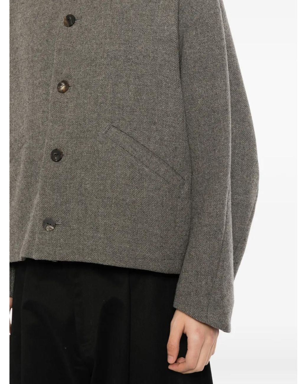 DEVOA Gray Veste En Laine À Boutonnière for men