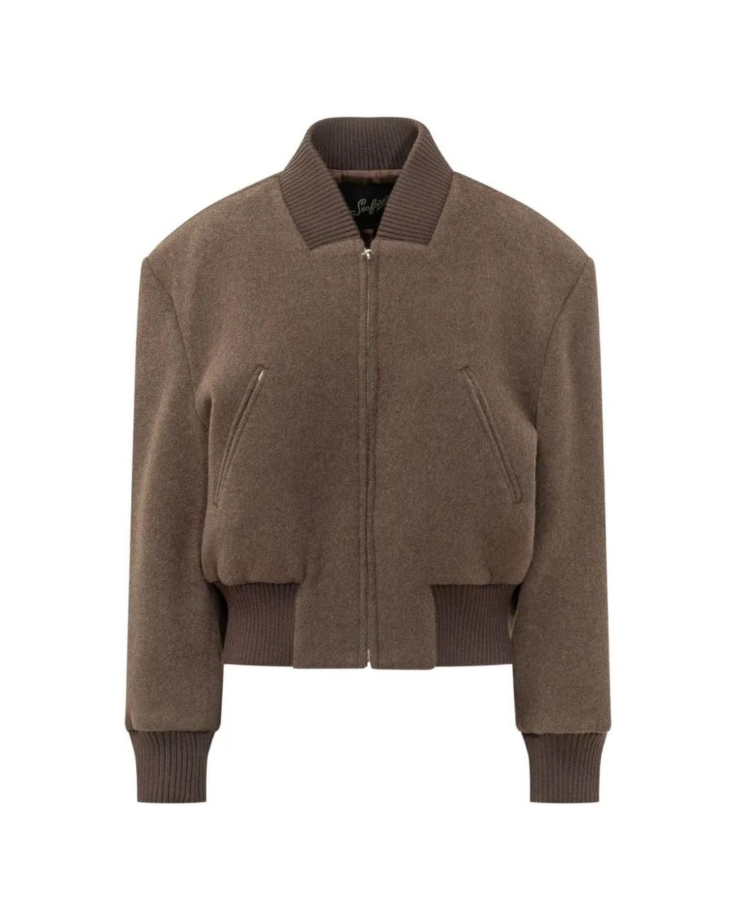 Seafarer Brown Clara Zip-Up Bomber Jacket