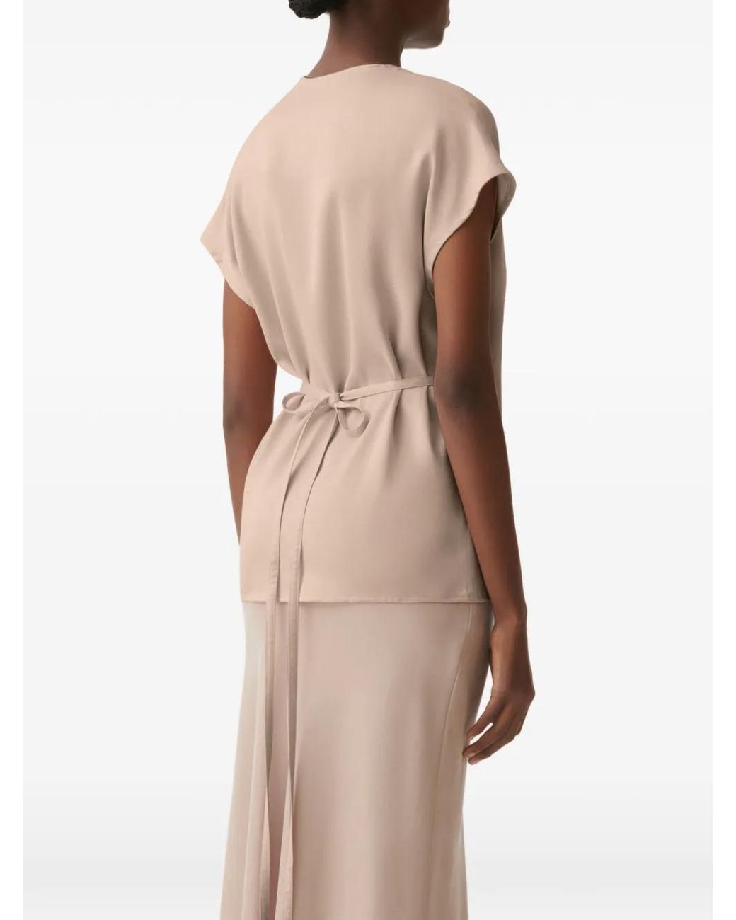 Fabiana Filippi Pink Wrap-Style Belted Top