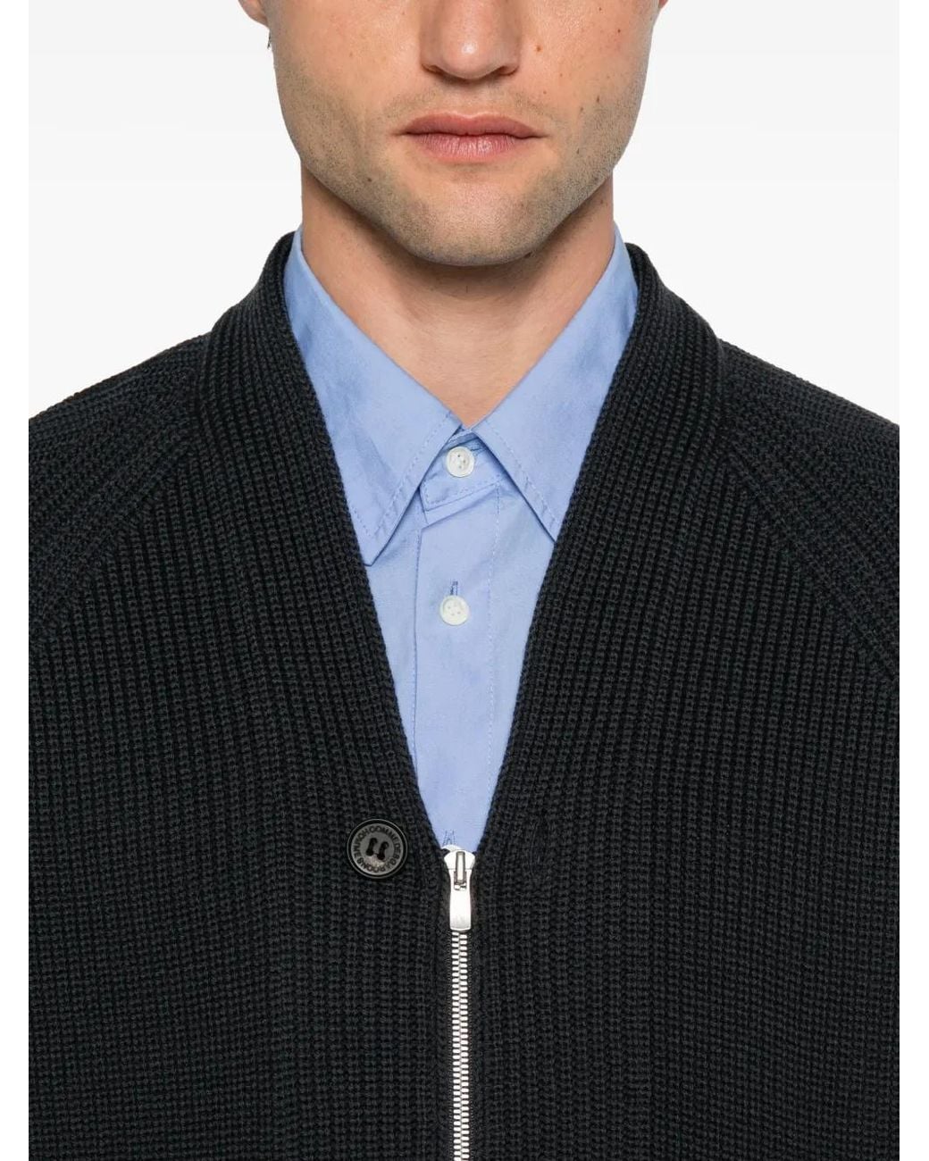 Comme des Garçons Black Ribbed-Knit Zip-Up Cardigan for men