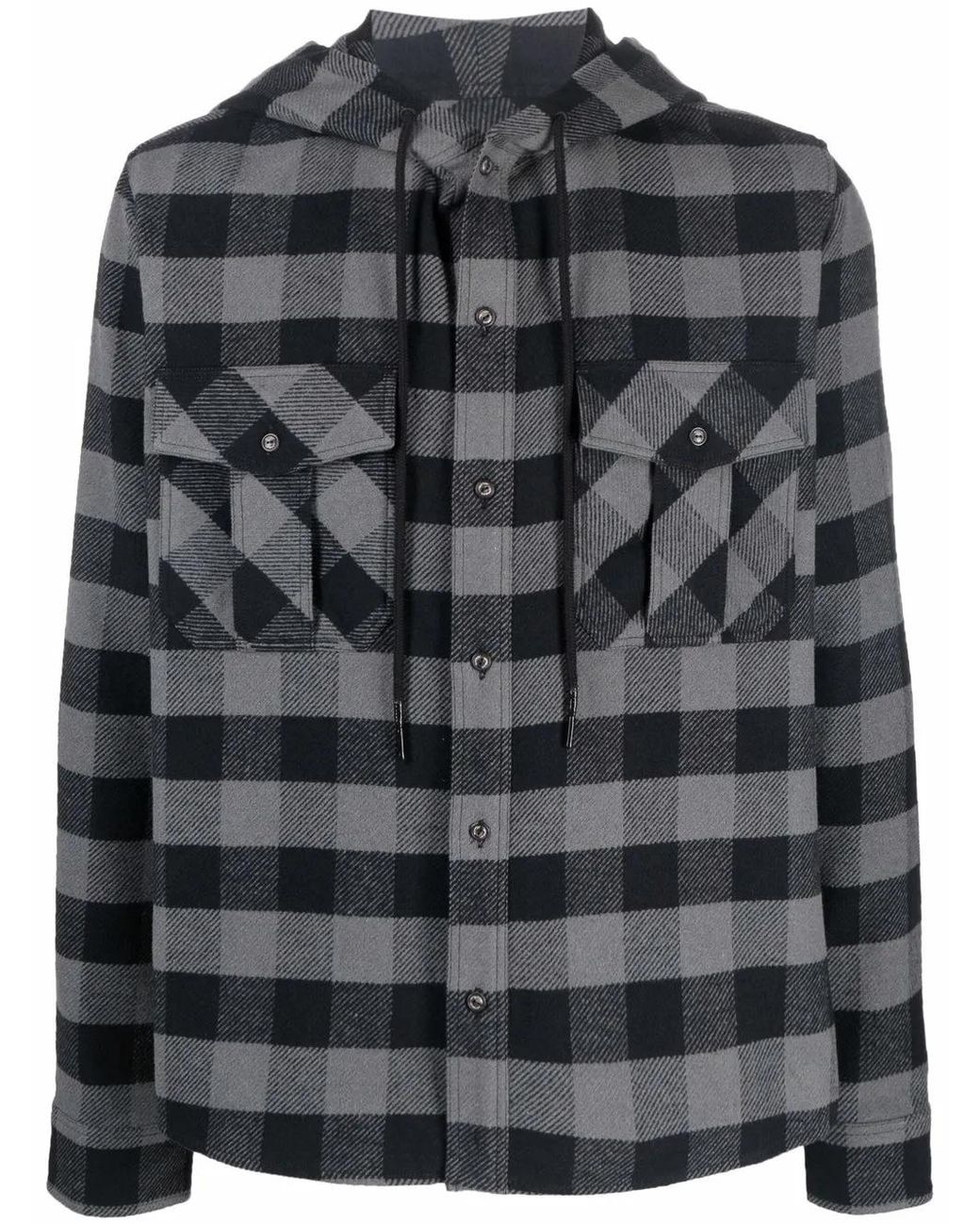 Off-White c/o Virgil Abloh Black Arrows-print Check Hoodie Shirt for men