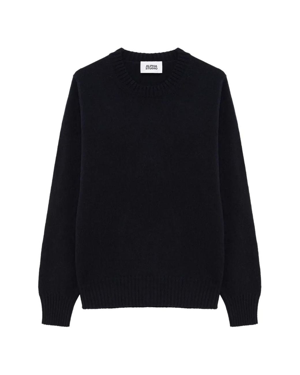 Alpha Studio Blue Ribbed-Trim Sweater for men