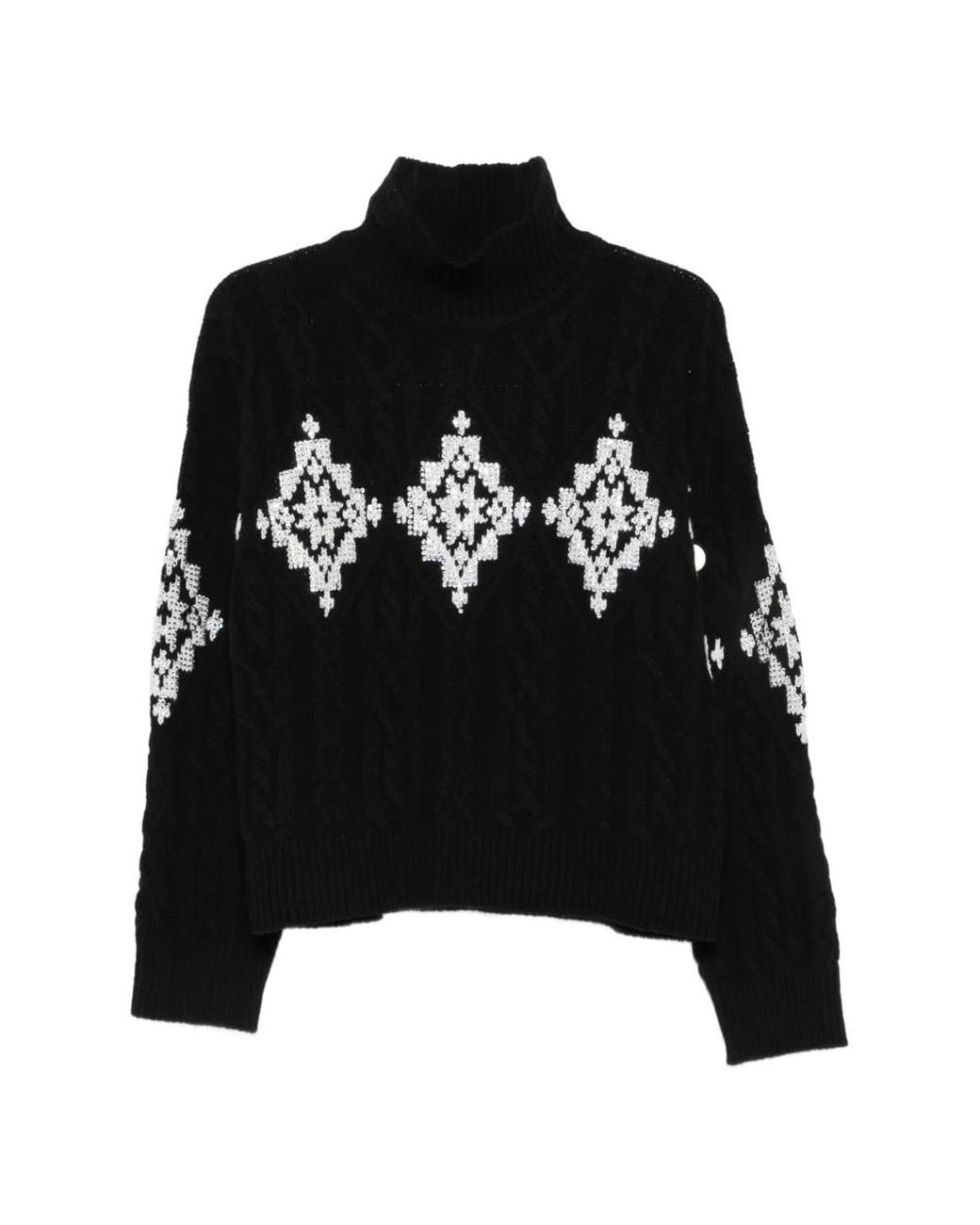 ERMANNO FIRENZE Black Pull En Maille Torsadée À Sequins