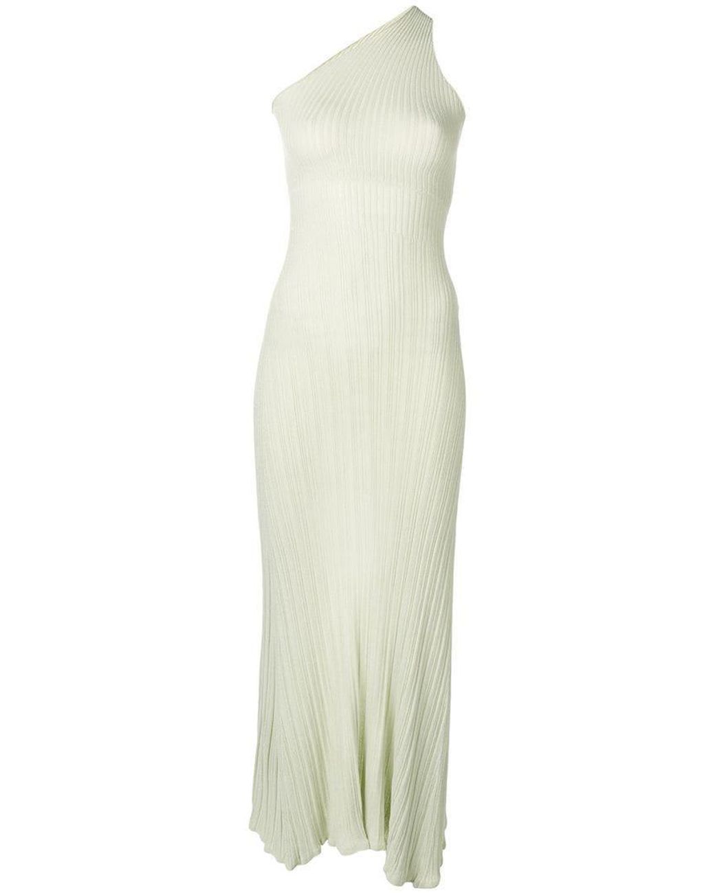 Jacquemus Rib Knit One Shoulder Maxi Dress in Green | Lyst