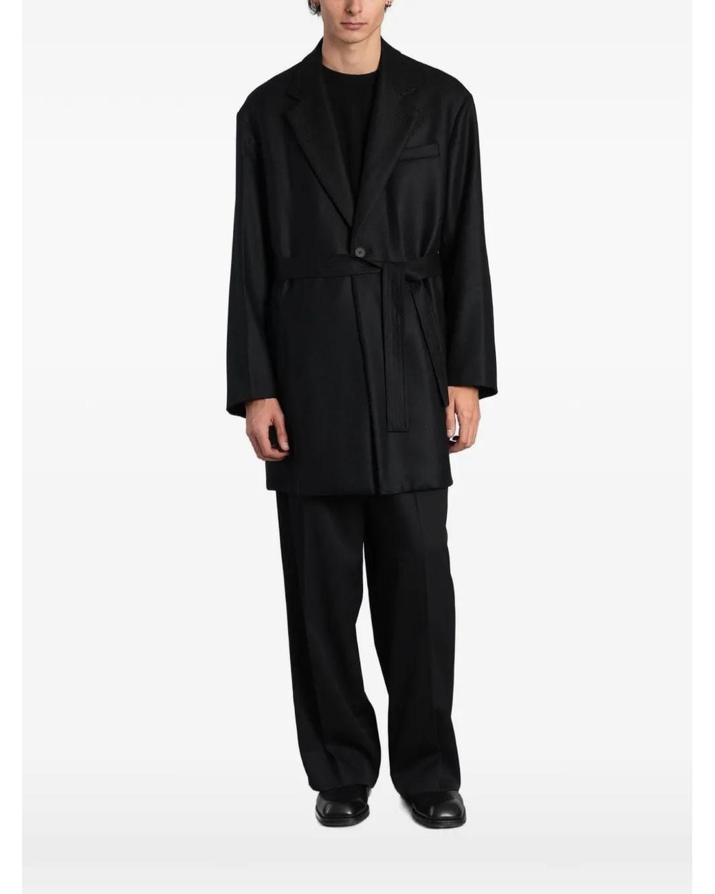 Ssstein Black Belted Notch-Lapels Blazer for men