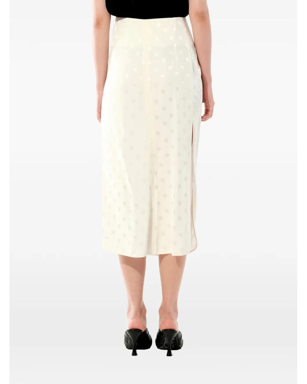 Balenciaga White Pleated Satin Skirt