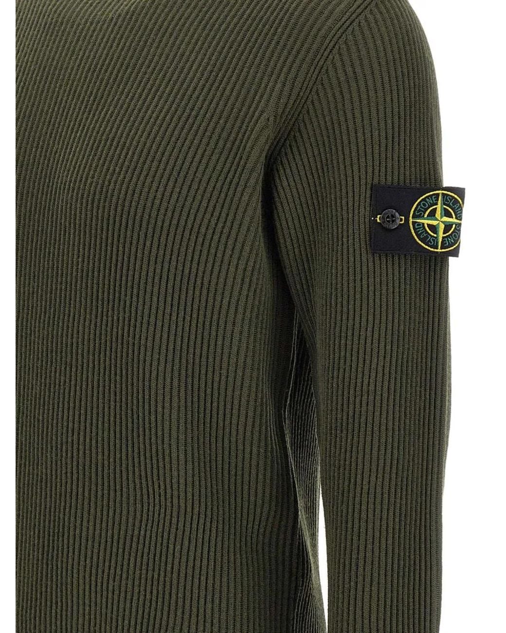 Stone Island Green Round-Neck Knitwear for men