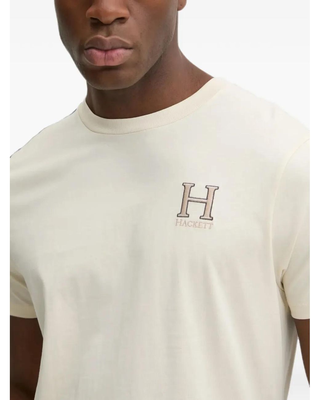 Hackett White Embroidered-Logo Cotton T-Shirt for men