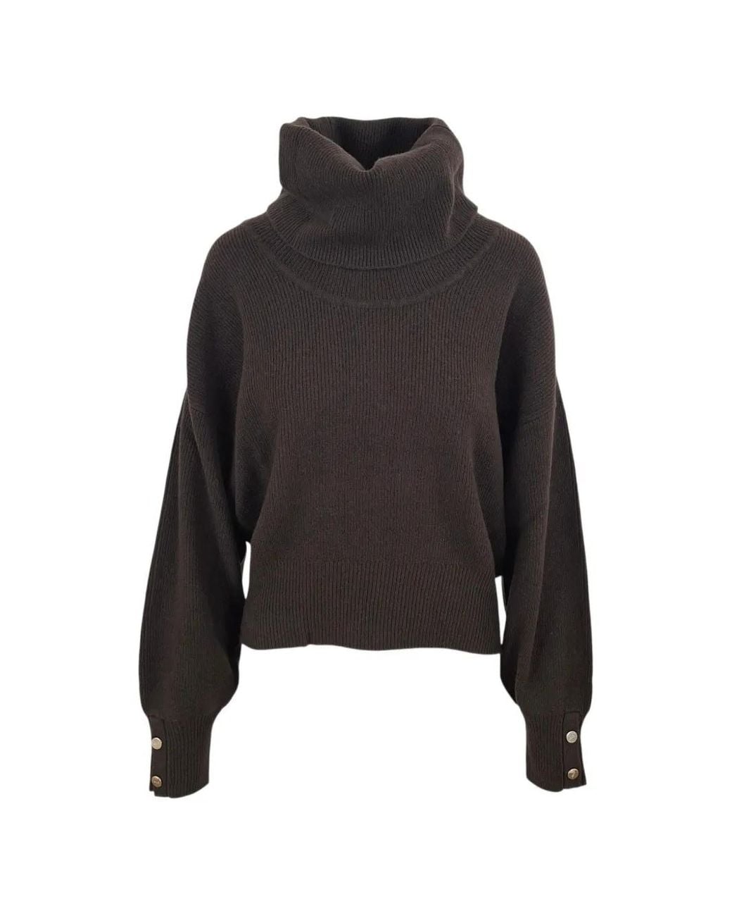 Liu Jo Black Roll-Neck Button-Cuff Sweater