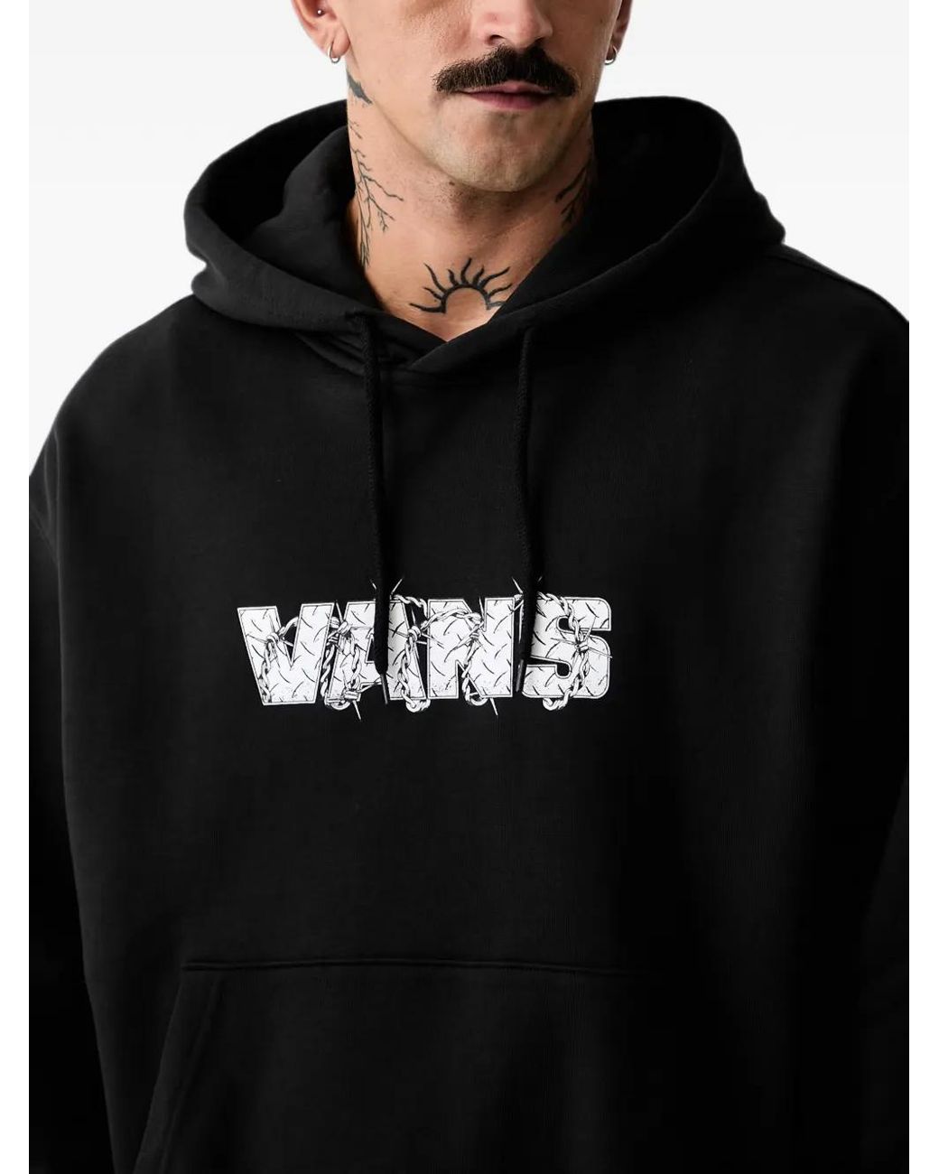 Vans Black Logo-Print Hoodie for men