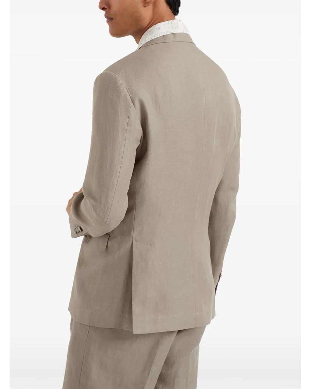 Brunello Cucinelli Gray Single-Breasted Linen Blazer for men