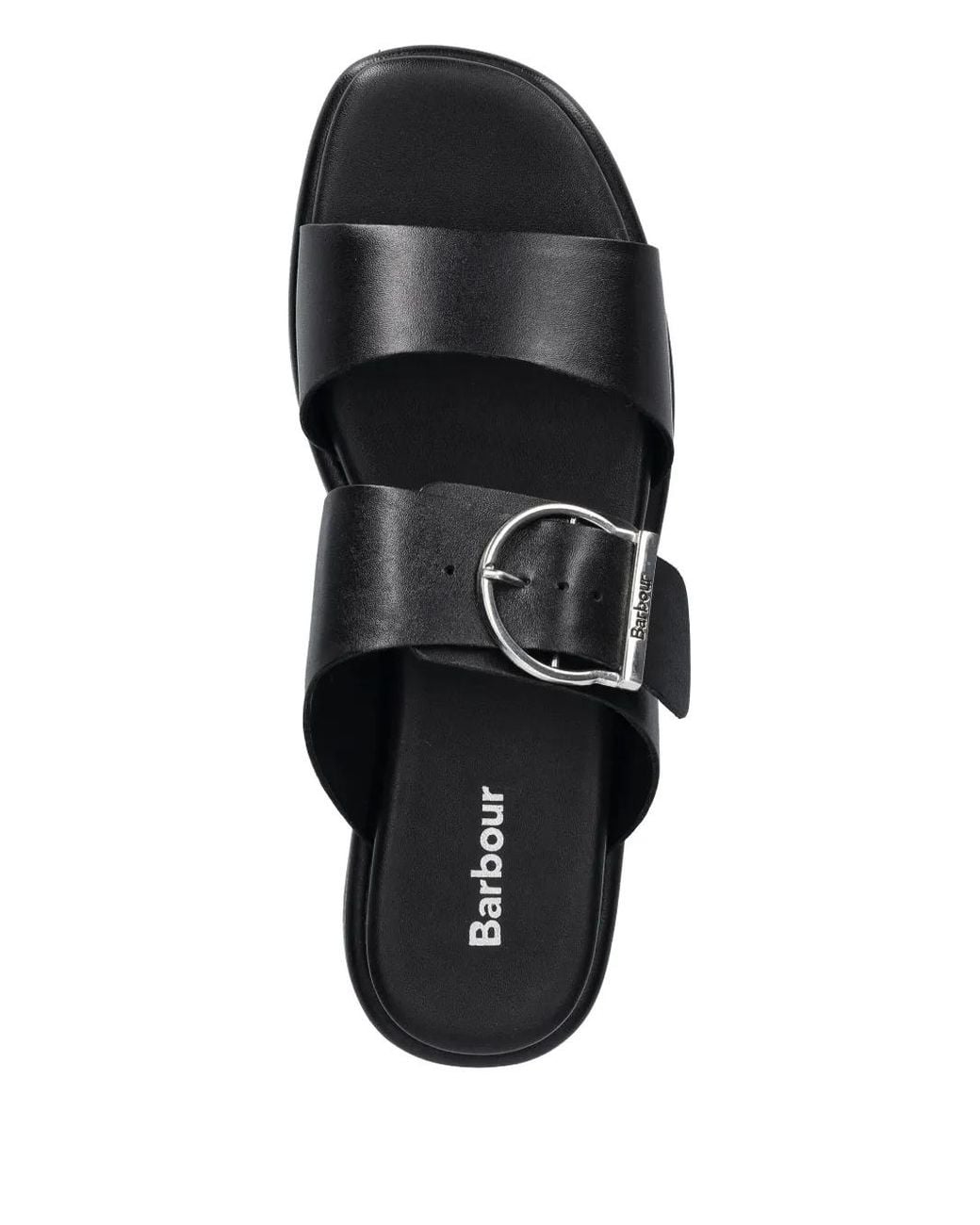 Barbour Black Pantoletten Aus Leder