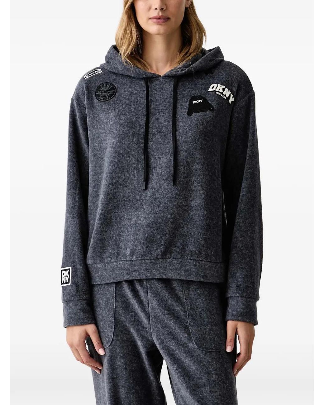 DKNY Black Logo-Patch Pajama Set