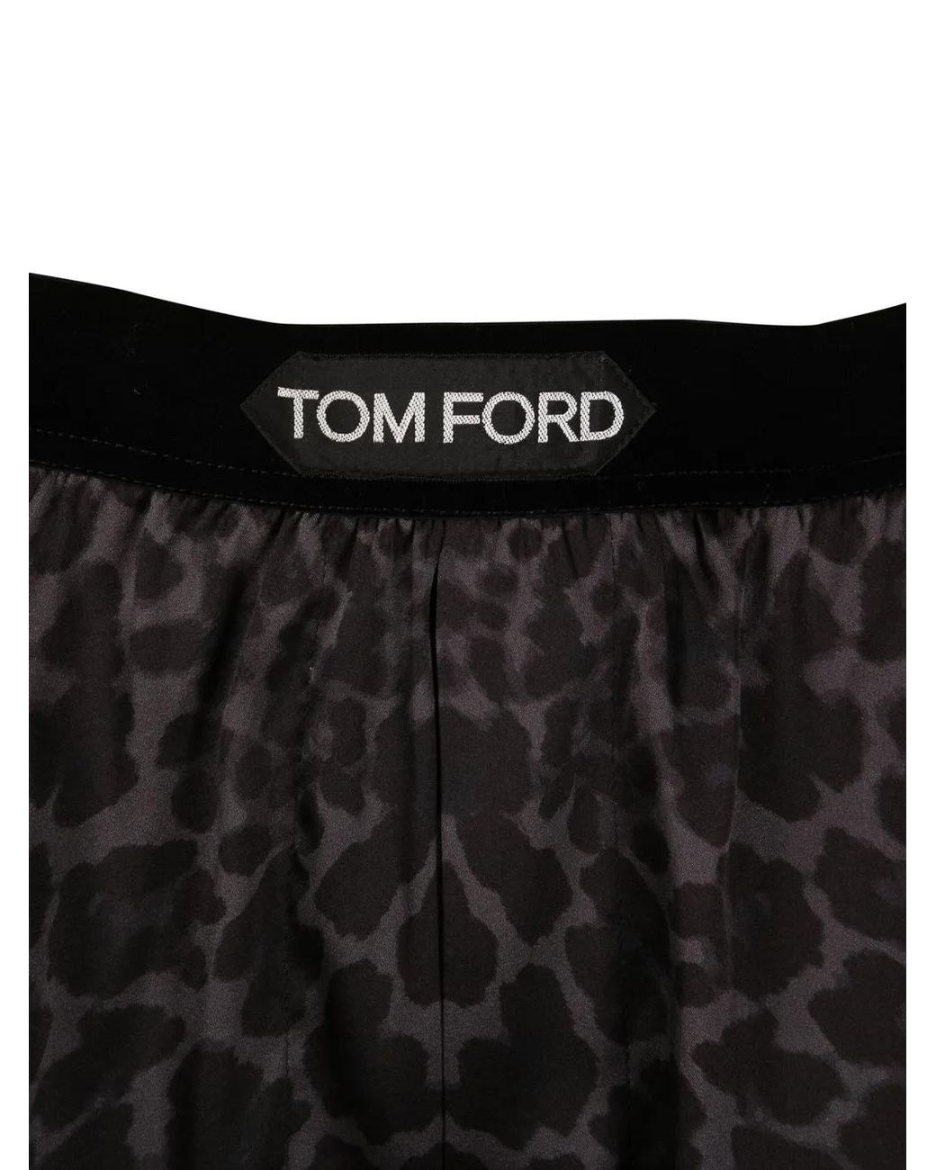 Tom Ford Black Leopard Printed Silk Boxers for men