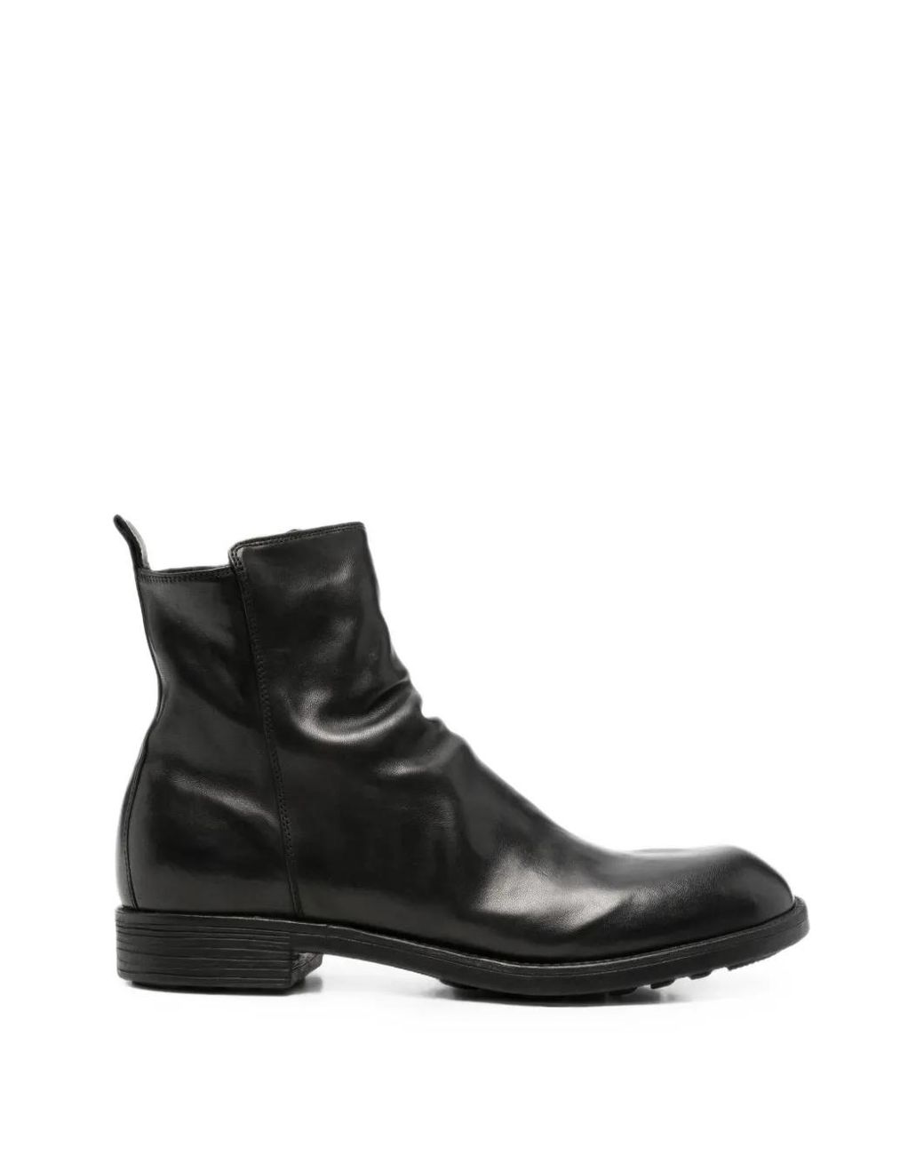Officine Creative Black Diary Leather Ankle Boots for men