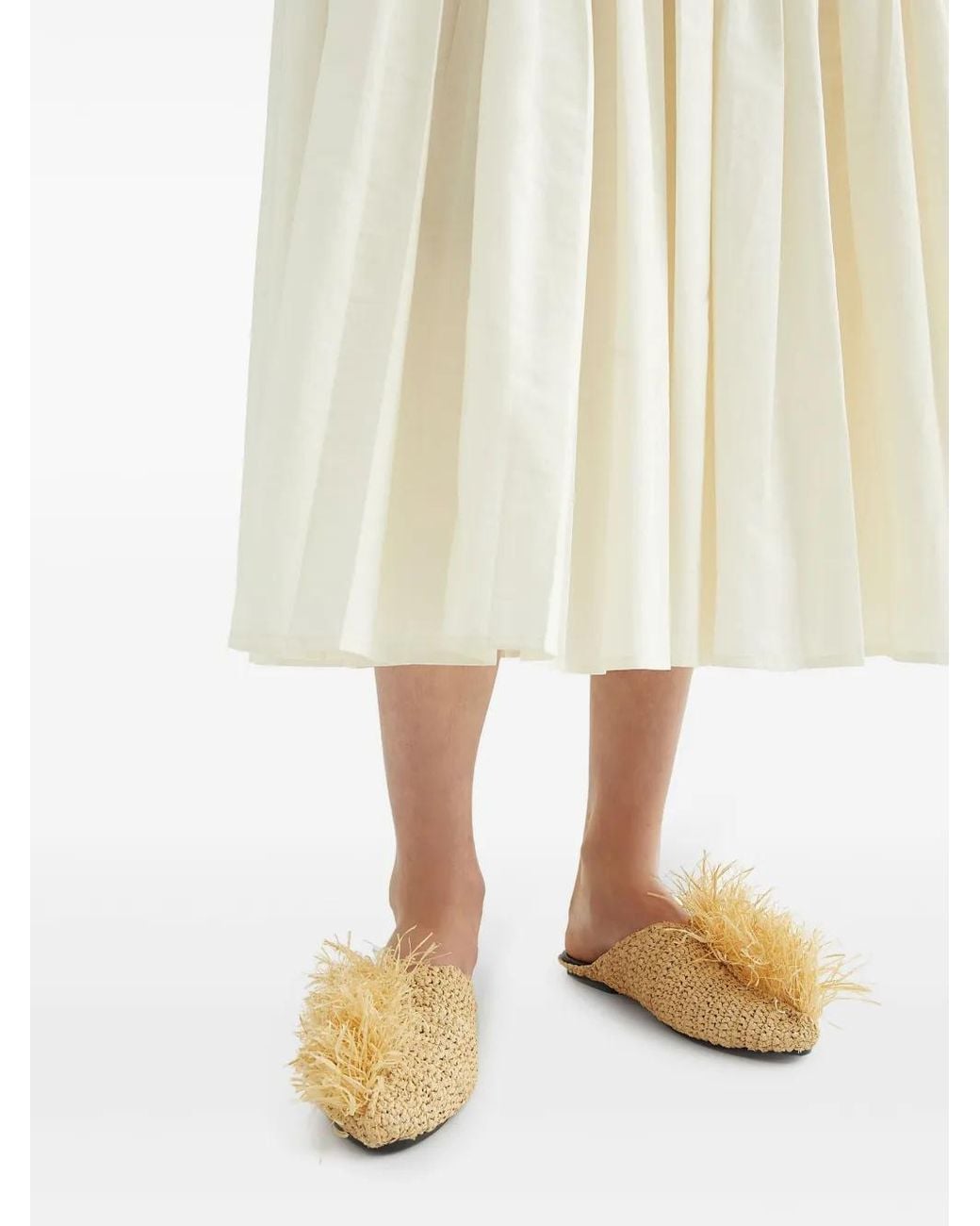 Jil Sander Metallic Straw-Embellished Slippers