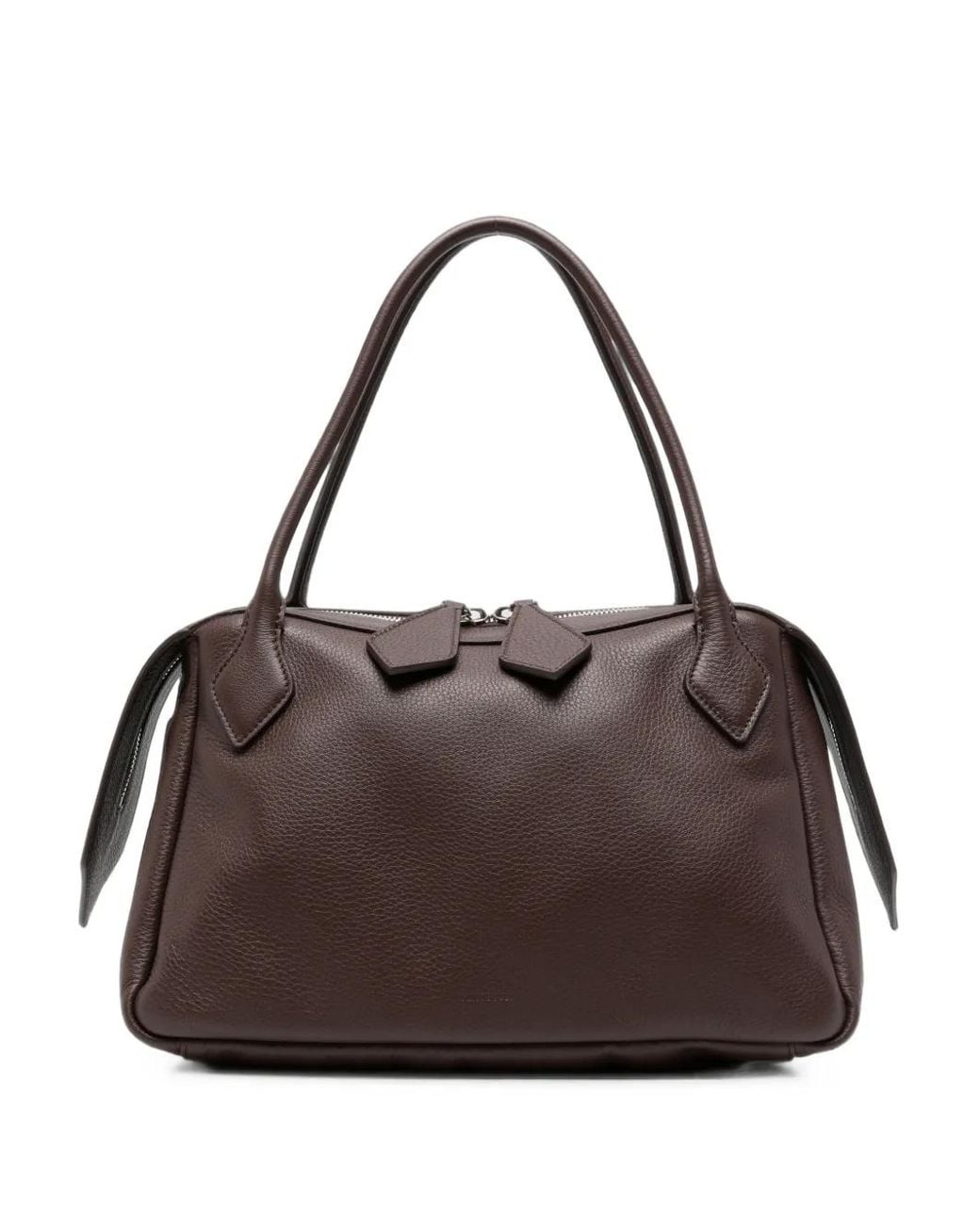 MINOBOSSI Brown Medium Grained Leather Tote Bag