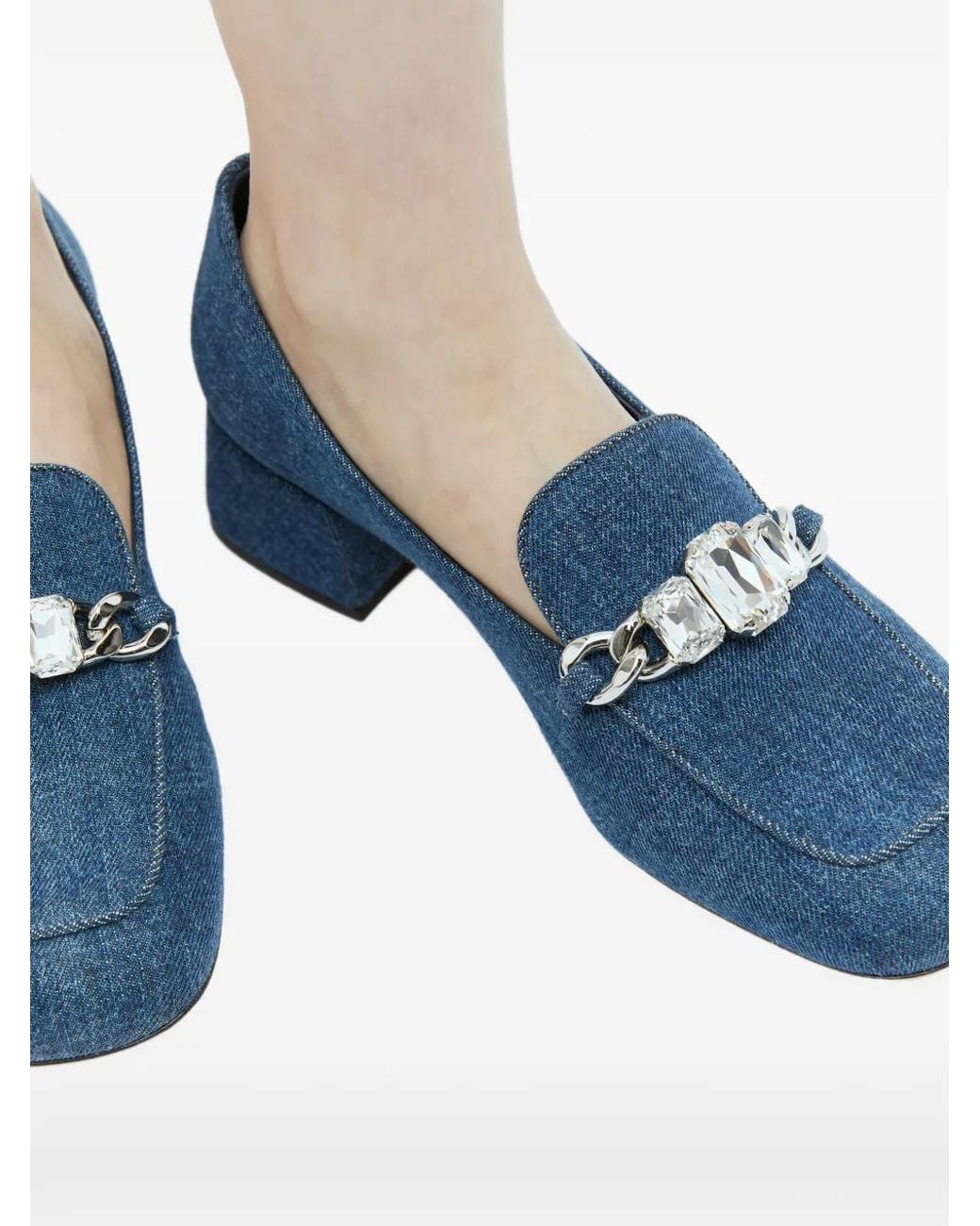 Miu Miu Blue Crystal-Embellished Loafers