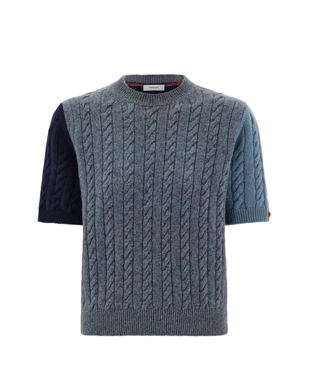 Ferragamo Blue Short Sleeve Gancio Detail Top
