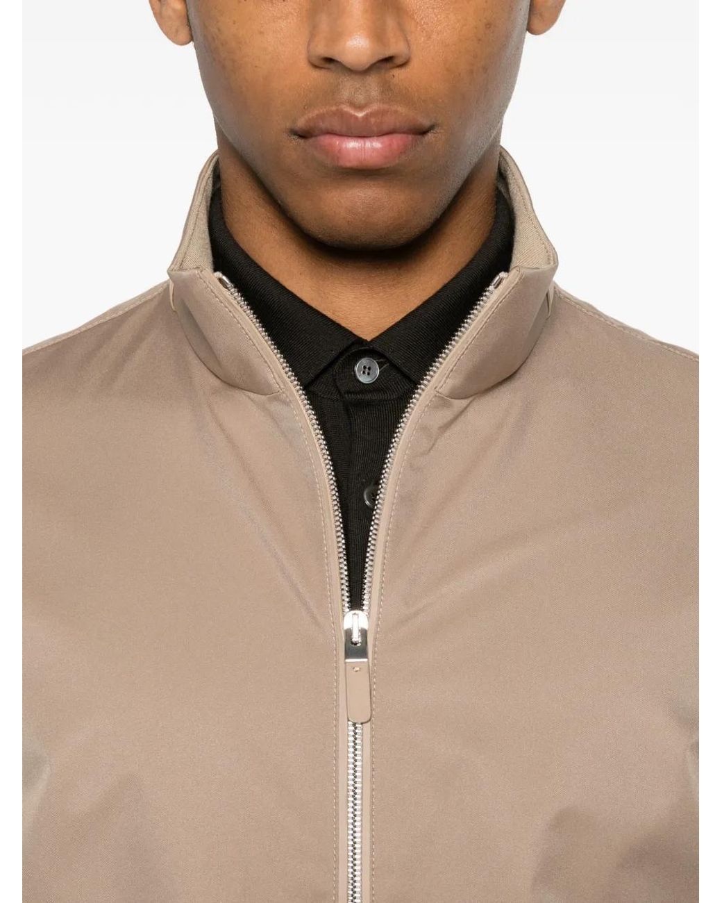 Zegna Natural Zip-Up High-Neck Jacket for men